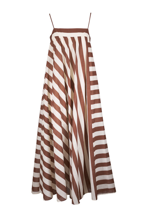 Zimmermann Daylight Stripe Choc Cream Maxi Dress