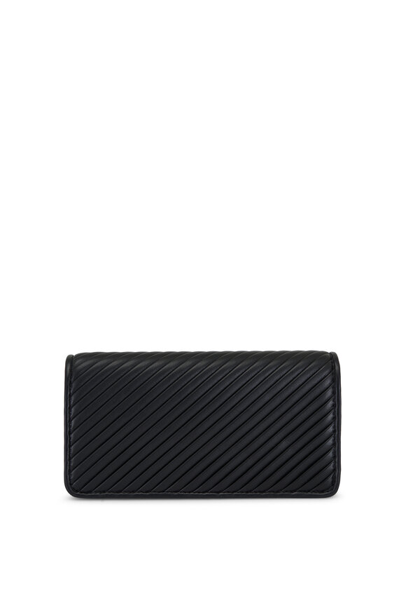 Valentino Garavani - VLogo Black Leather Plisse Wallet on Chain