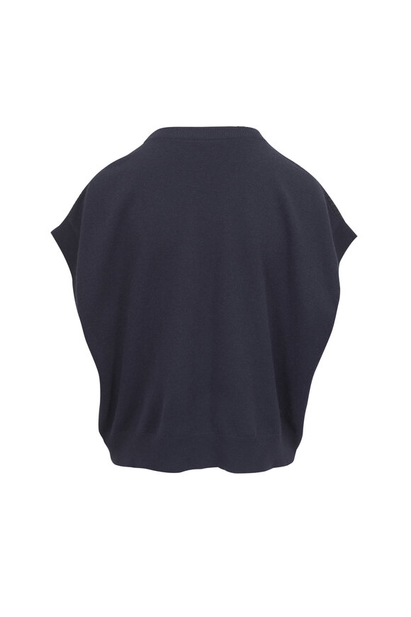 Brunello Cucinelli Navy Paillette Front Knit Sweater - view 3