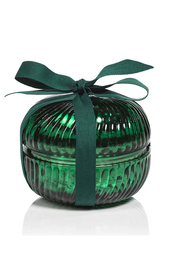 Zodax - Green Fluted Round Large Glass Candle