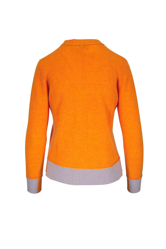 Kinross - Orange & Gray Cashmere Crewneck Sweater