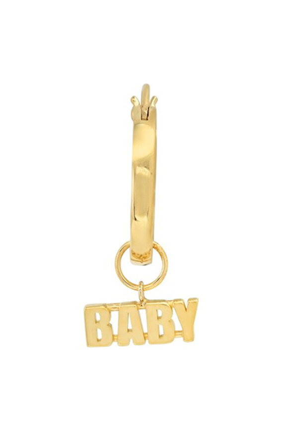 Established  14k Yellow Gold Babe Charm Single Hoop Earring