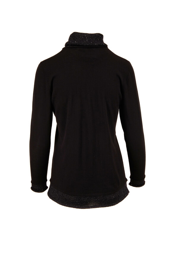 Rani Arabella - Black Wool & Cashmere Paillette Trim Sweater