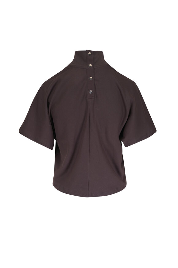 Majestic Chocolate Supima Cotton Mock Nock T-Shirt - view 2