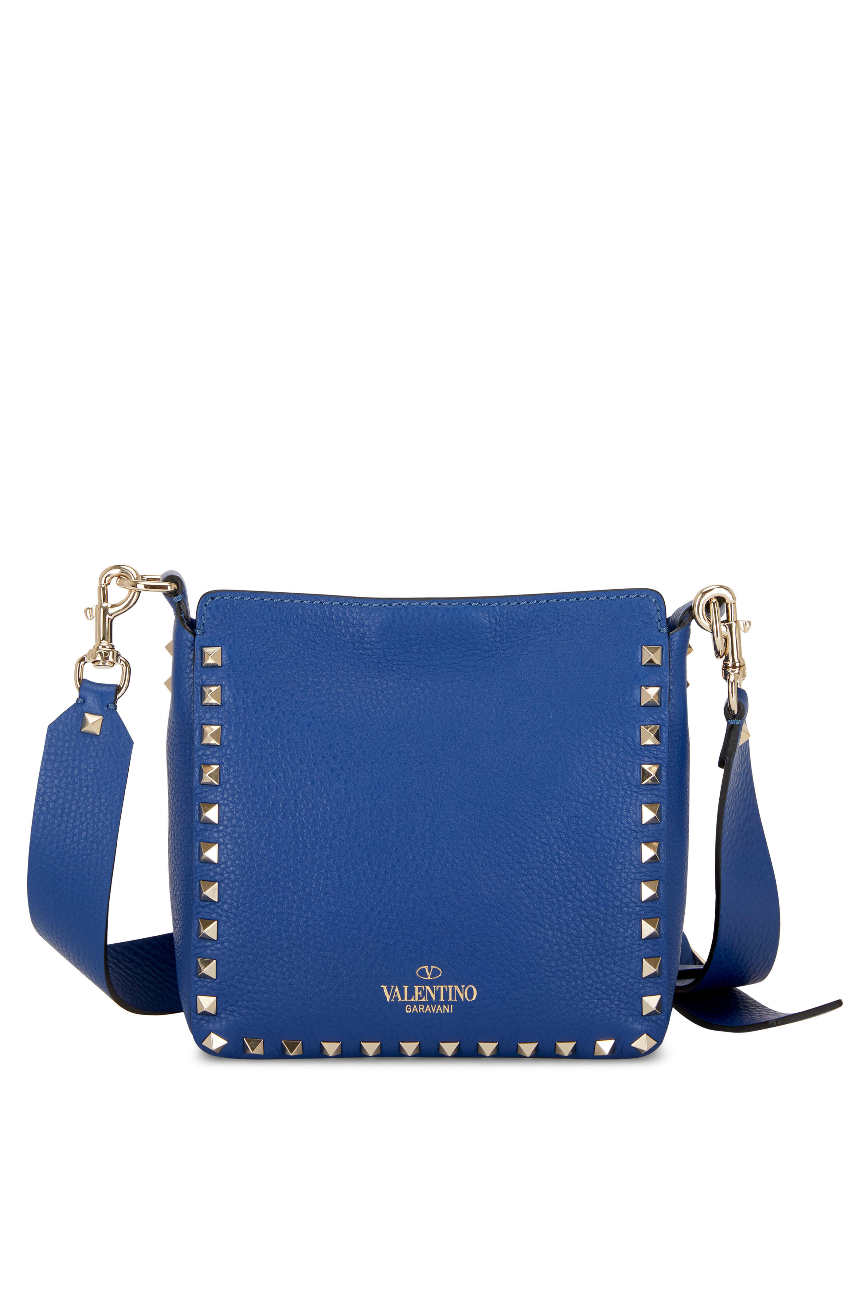 Valentino Garavani: Blue Small Rockstud Bag