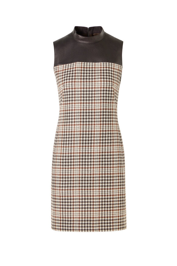 Akris Punto Winter White Mixed Media Plaid Mini Dress - view 1