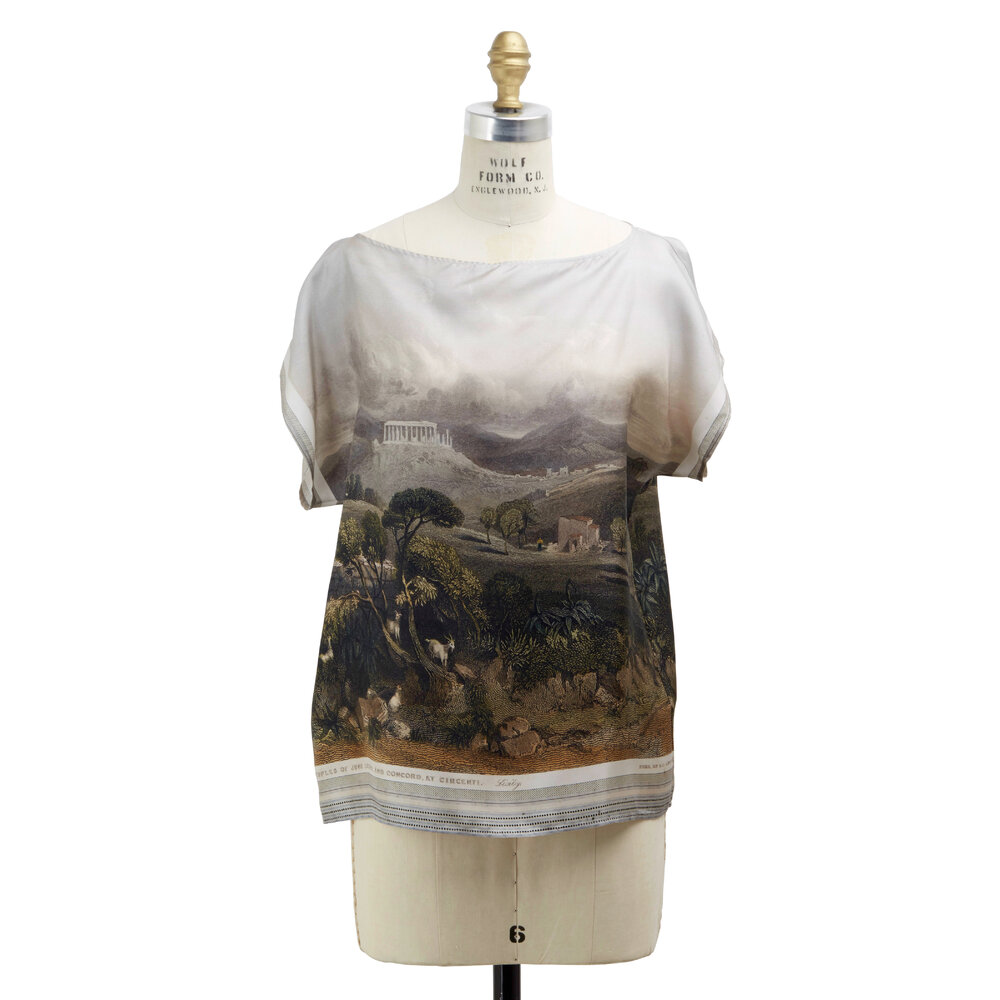 Dolce & Gabbana - White Silk Landscape Top | Mitchell Stores