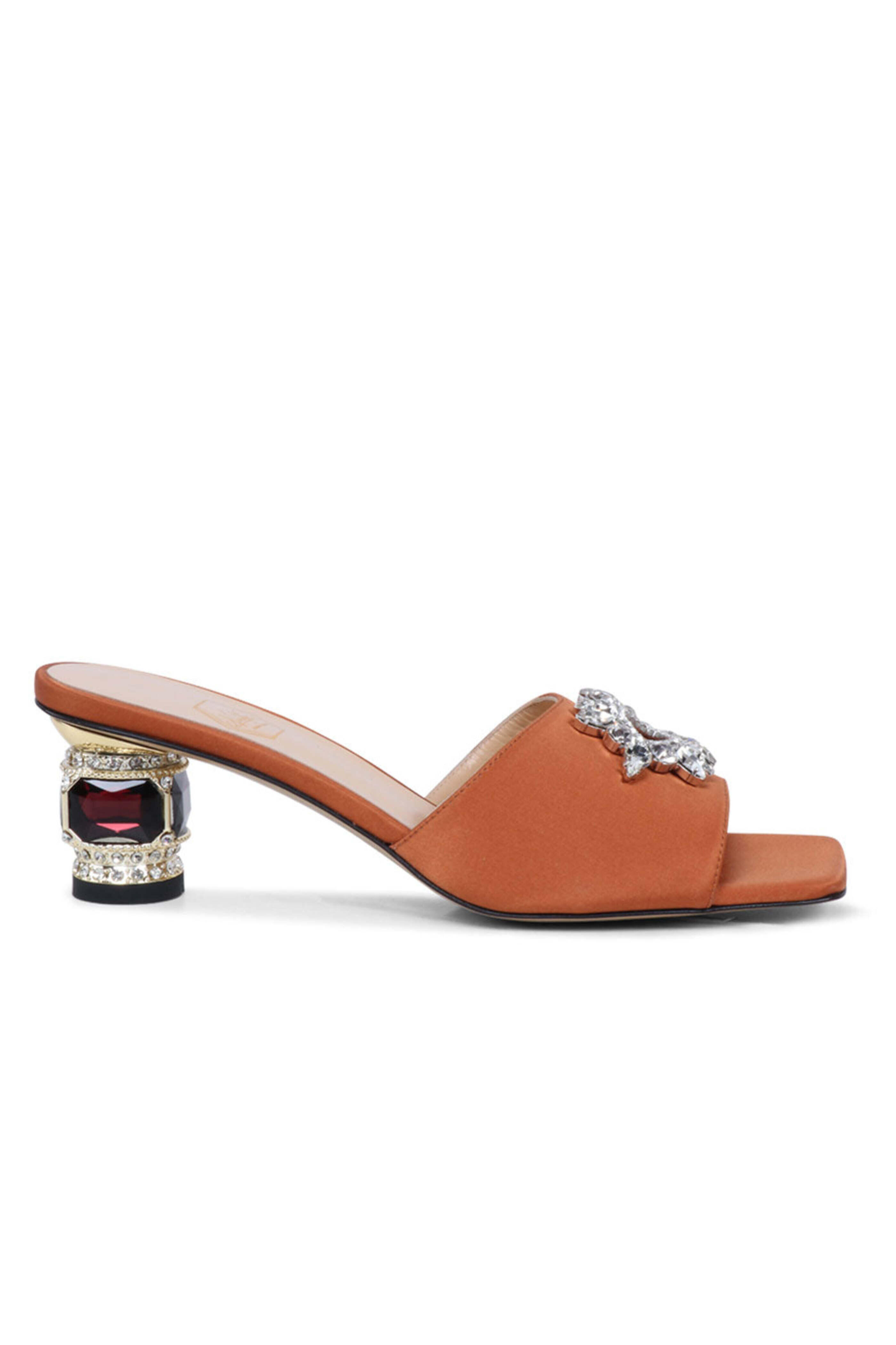 Nalebe - Aurum 50 Satin Mule in Chestnut