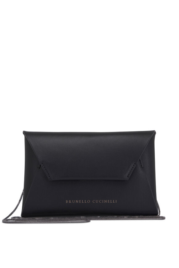 Brunello Cucinelli - Black Envelope Leather Crossbody Bag 