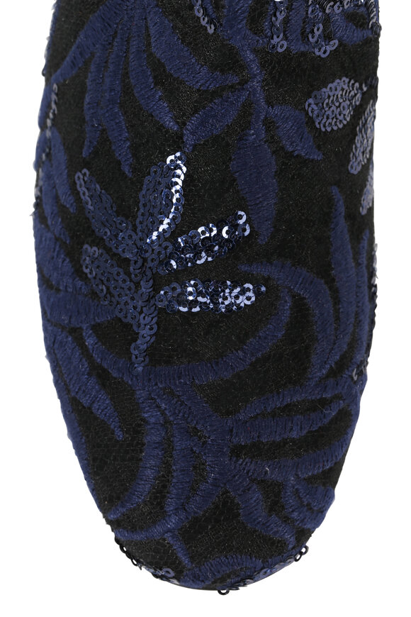 AGL - Navy & Black Lace Jacquard Sequin Boot, 50mm