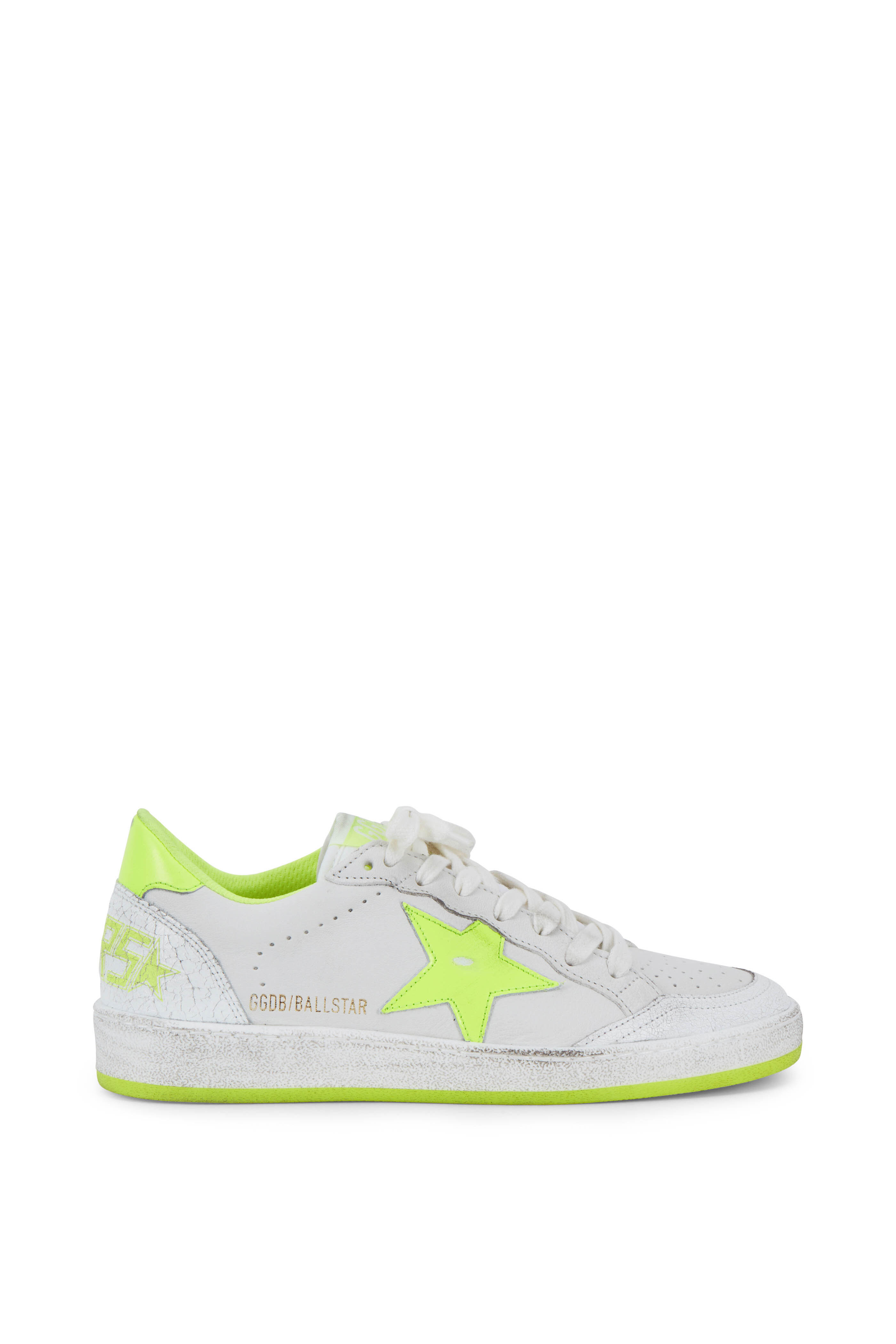 Golden Goose - Ball Star White & Neon Yellow Low Top Sneaker