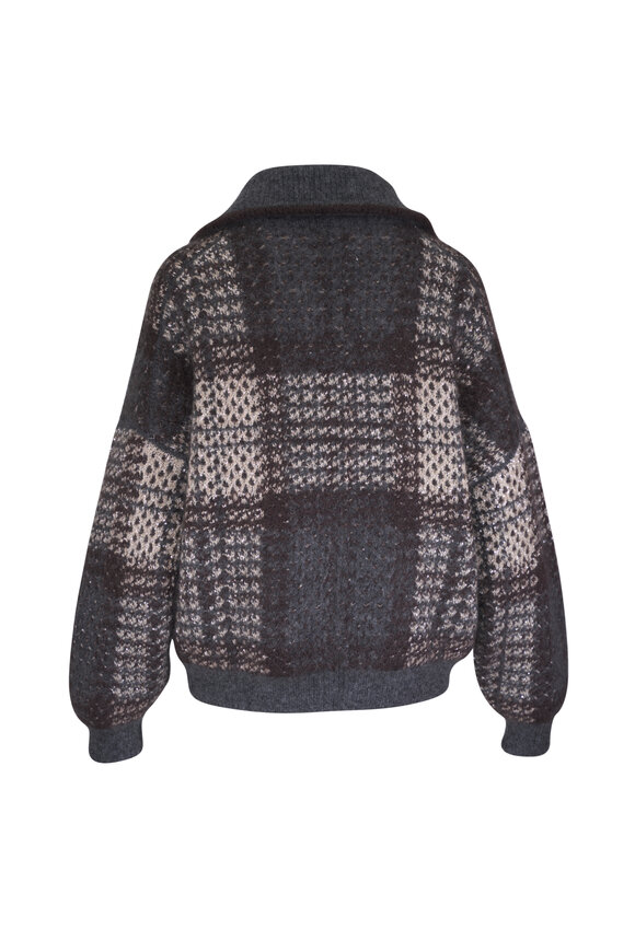 Brunello Cucinelli Anthracite Dazzling Tartan Double Zip Jacket - view 3