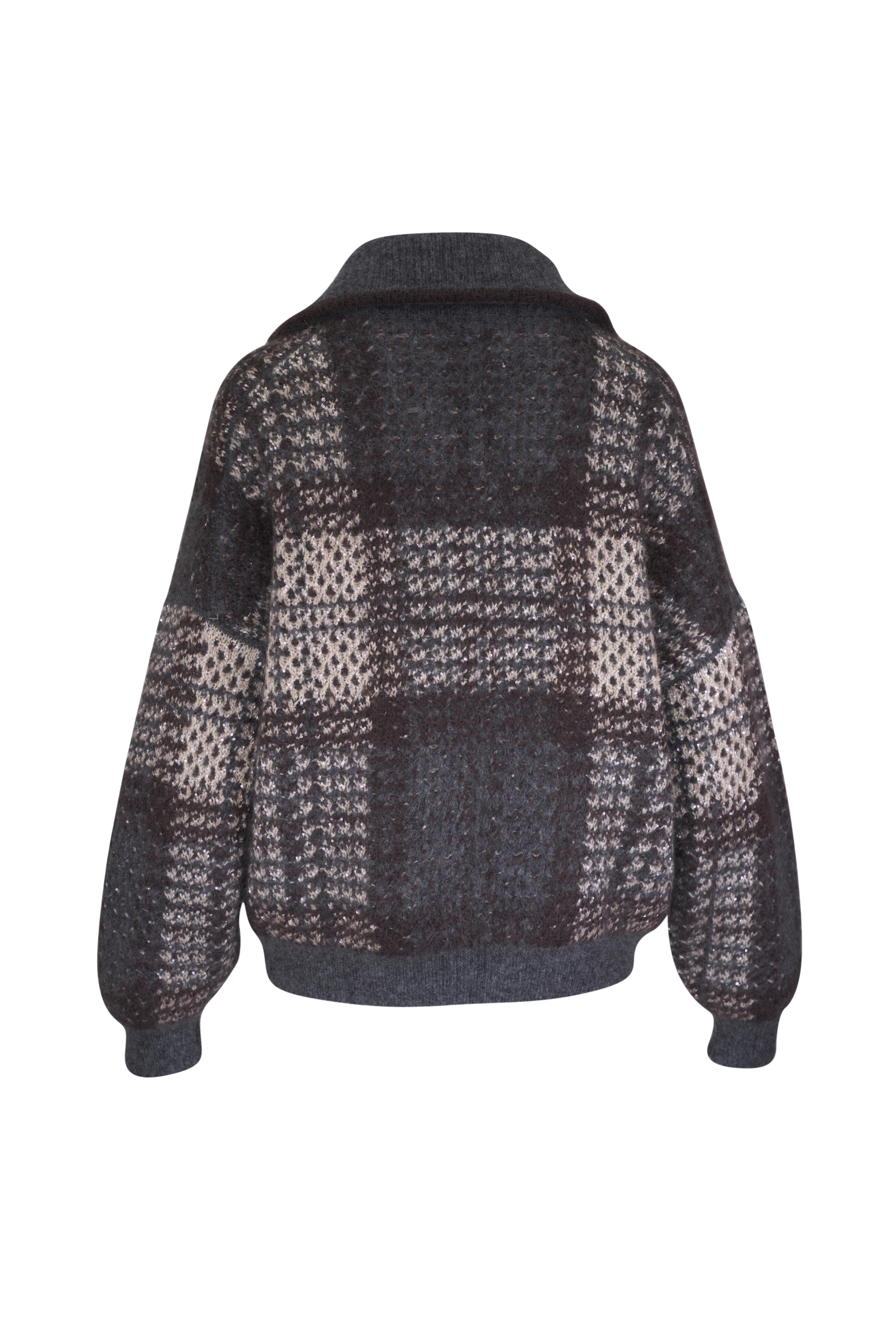Brunello Cucinelli - Anthracite Dazzling Tartan Double Zip Jacket - view 3