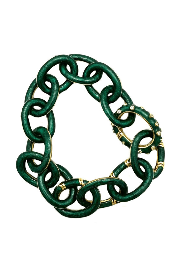 Royal Nomad Jewelry Forest Green Enamel Link Bracelet