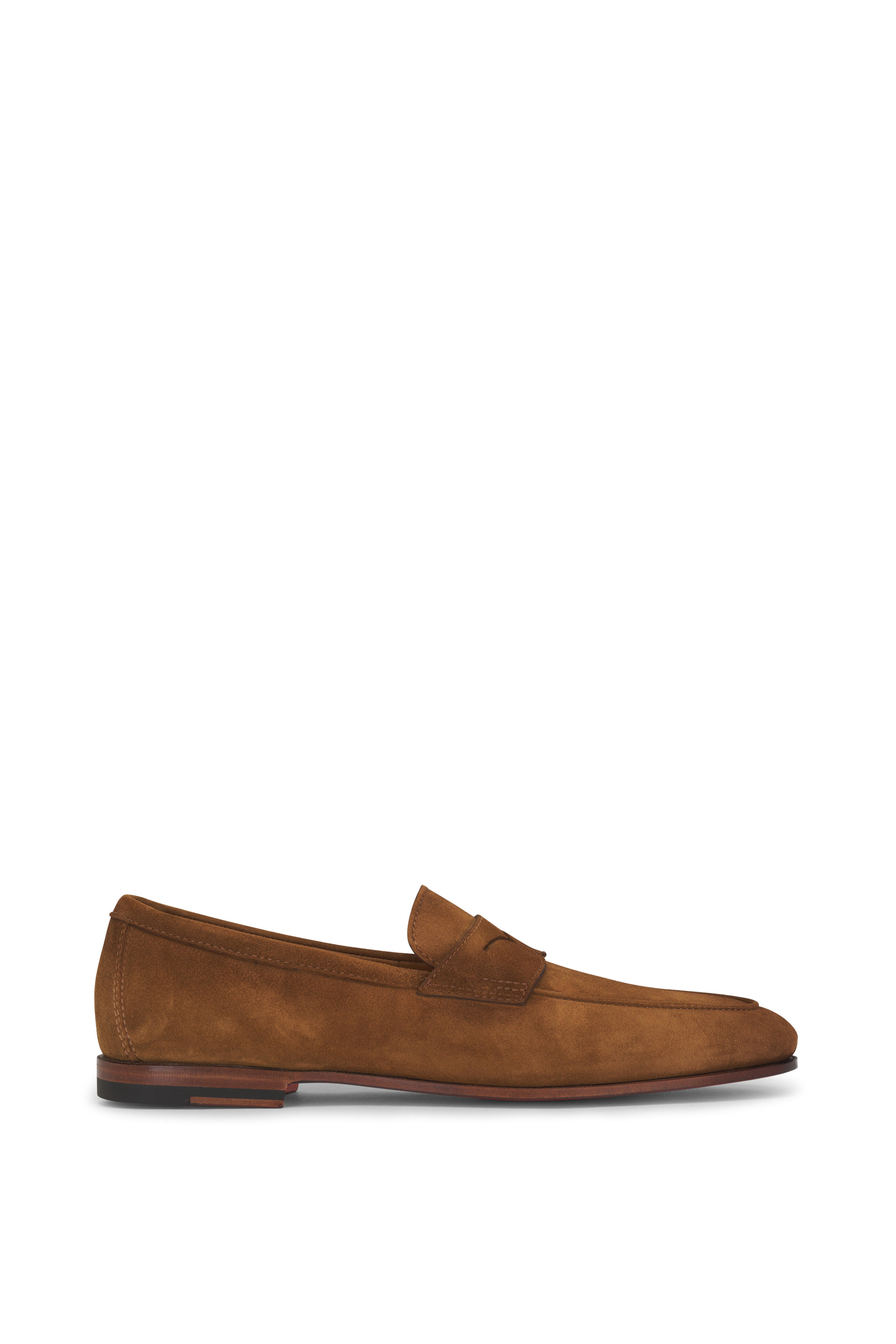 Santoni - Carlos Light Brown Suede Penny Loafer | Mitchell  display picture 1