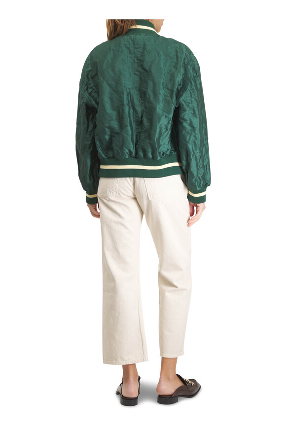 Loewe Dark Green Crinkle Technical Taffeta Bomber Jacket - view 4