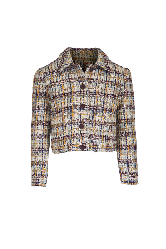 L'Agence Kasey Multi Tweed & Gold Sequin Jacket