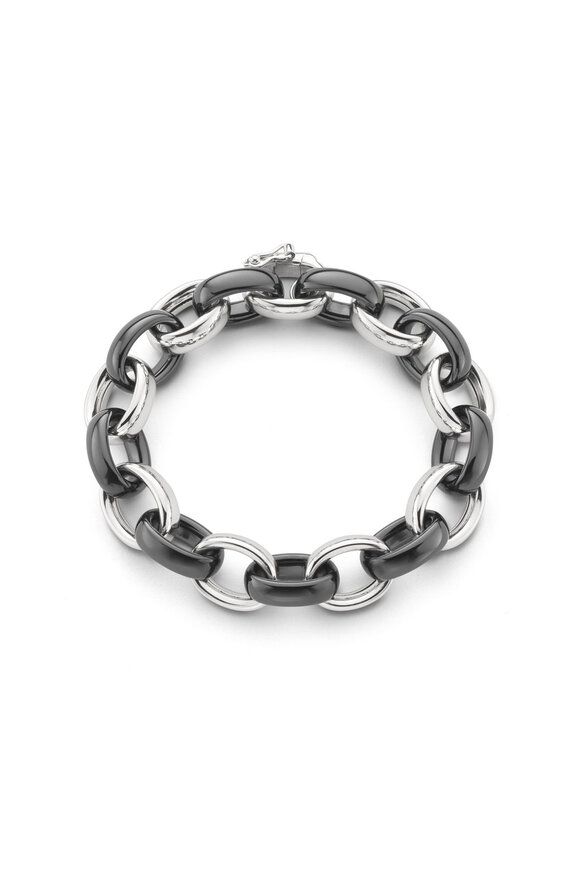 Monica Rich Kosann Audrey Ultra Black Ceramic Silver Link Bracelet