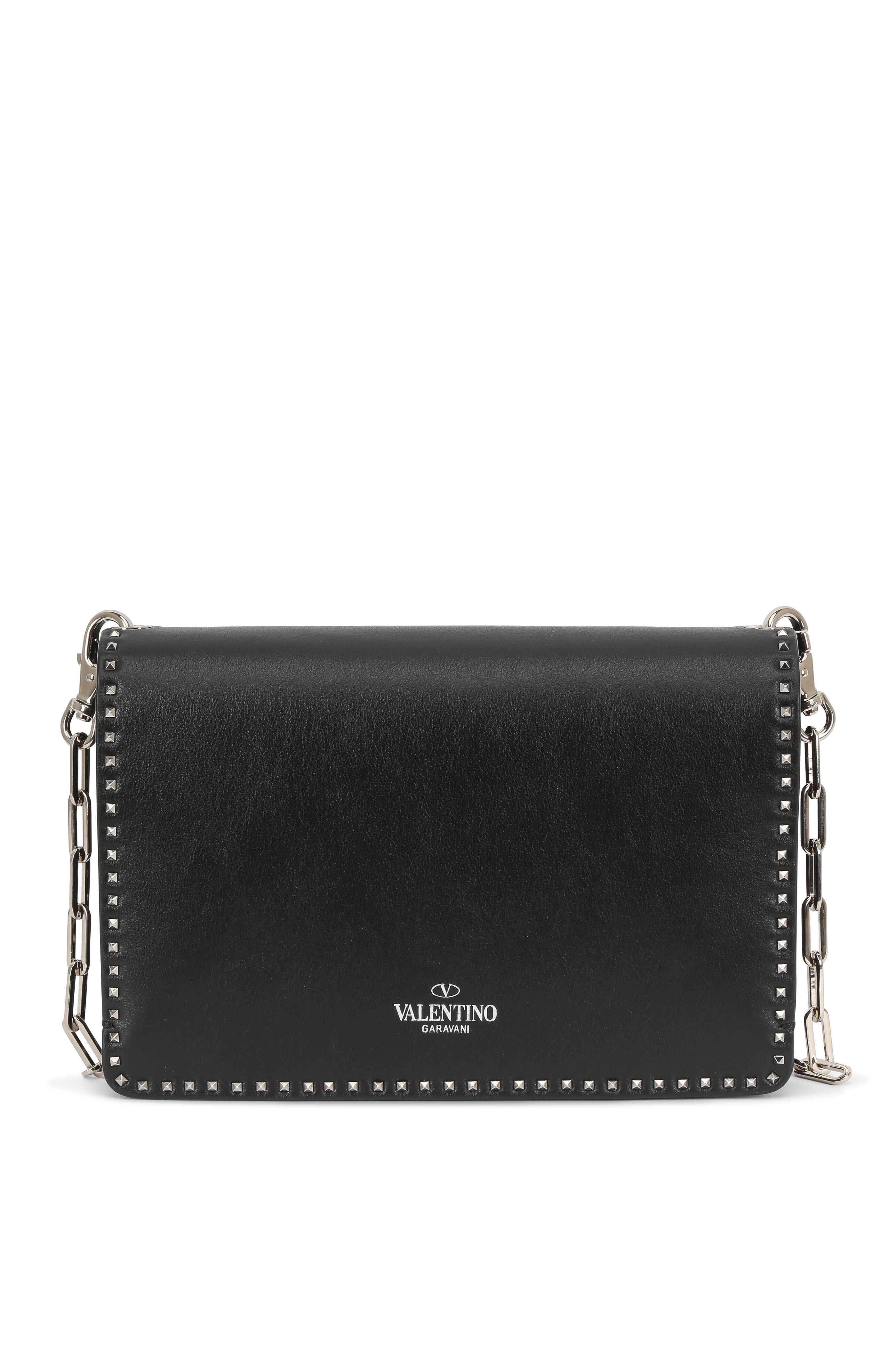 Valentino Garavani - Rockstud Black Leather Chain Link Small Bag