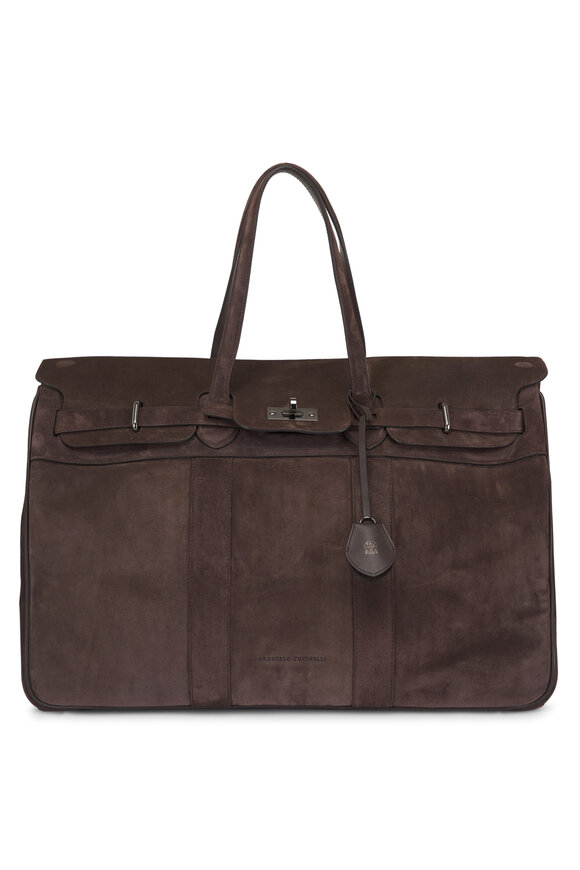 Brunello Cucinelli - Espresso Suede Explorer Bag