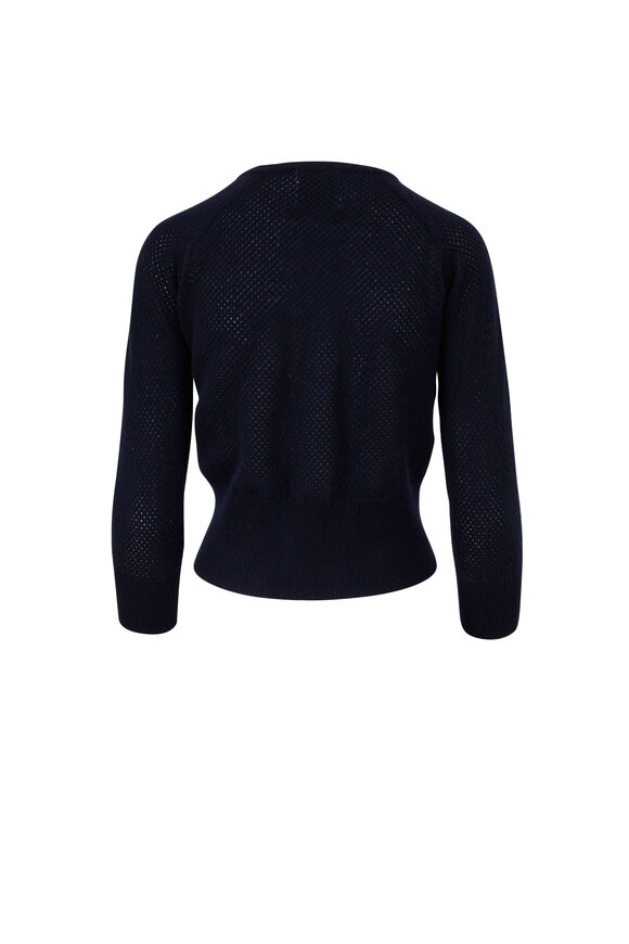 Jumper 1234 - Navy Blue Cashmere Open Knit Cardigan