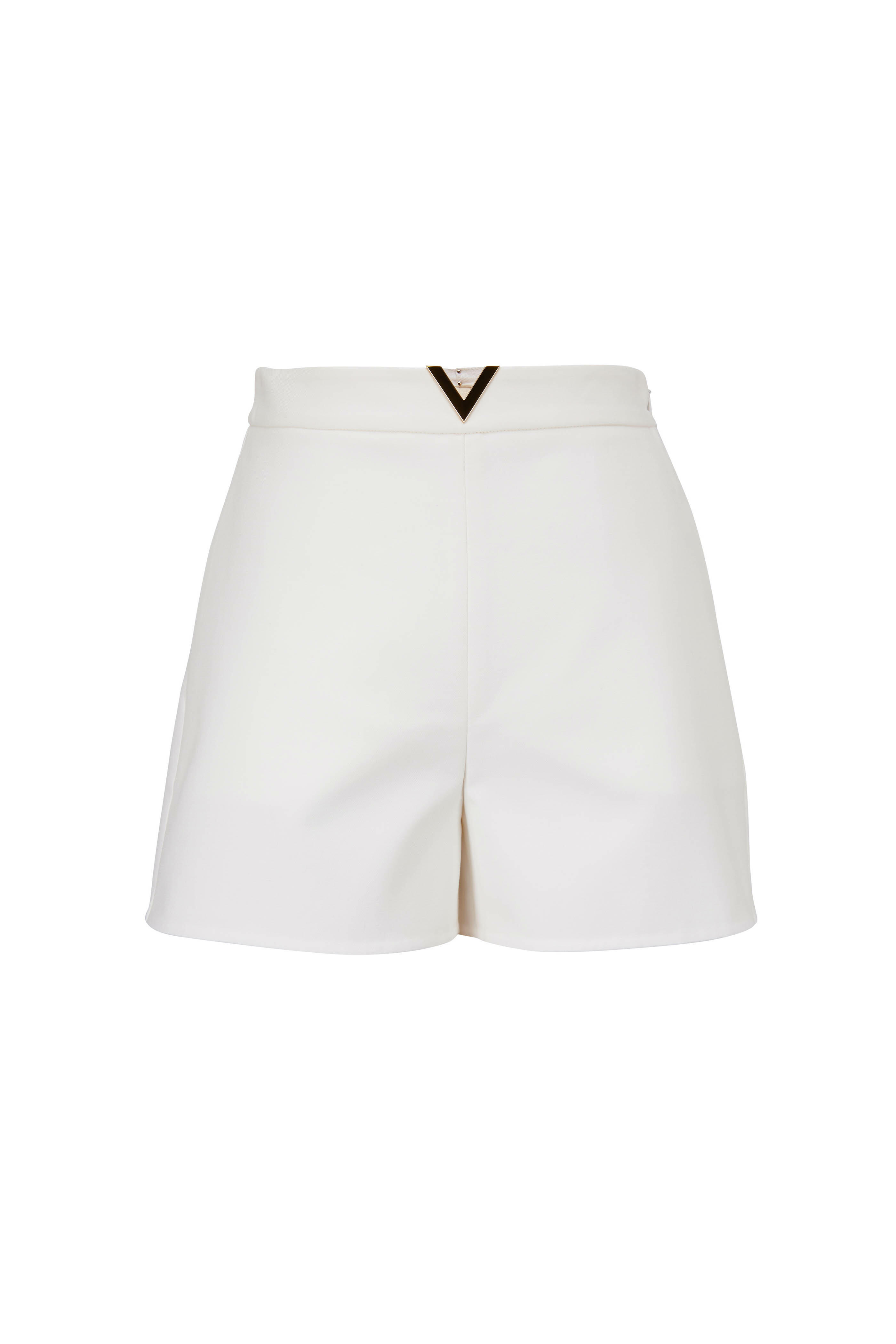 Valentino - White Cotton Gold V Logo Shorts | Mitchell Stores