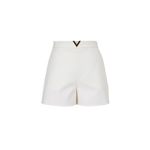 VIP【送料関税込】VALENTINO COTTON SHORTS Valentino - White Cotton Gold V Logo Shorts | Mitchell Stores