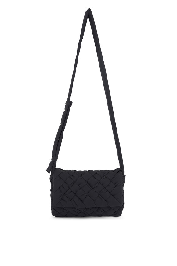 Bottega Veneta Mini Rumple Black Intreccio Nylon Crossbody