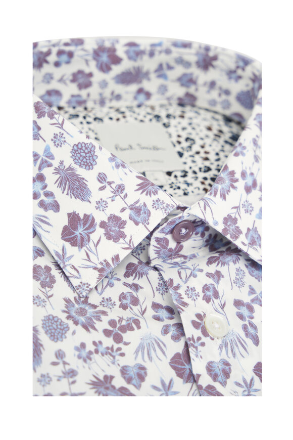 Paul Smith - Navy & White Floral Cotton Sport Shirt