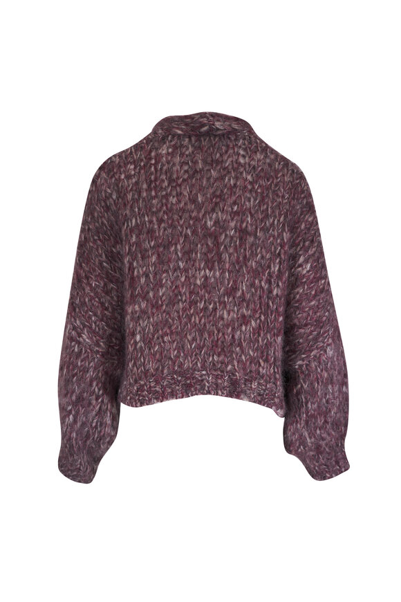Brunello Cucinelli Maroon Lofty Marled Cardigan - view 3