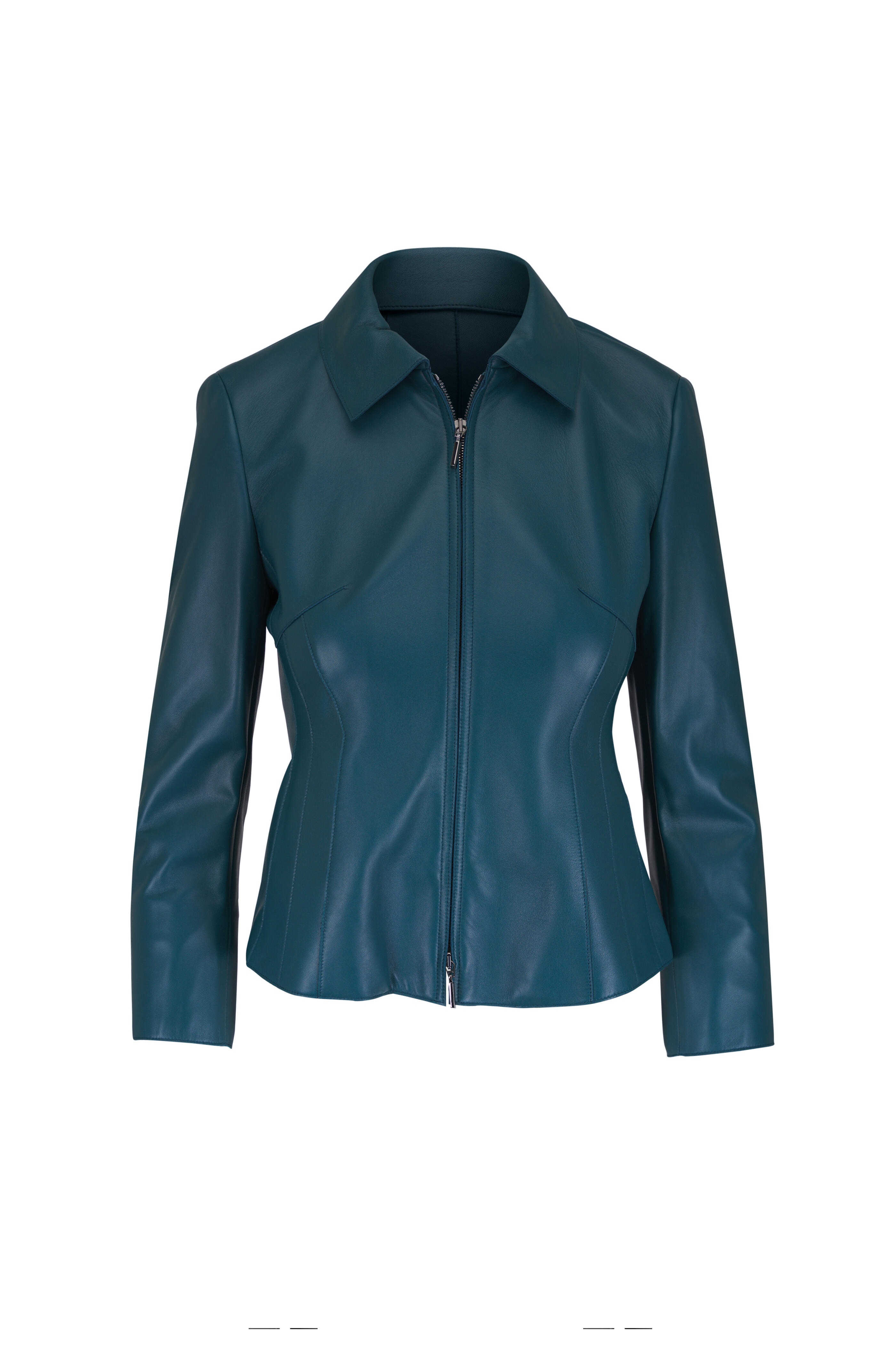 Akris - Hecate Dark Teal Fitted Leather Jacket - view 1