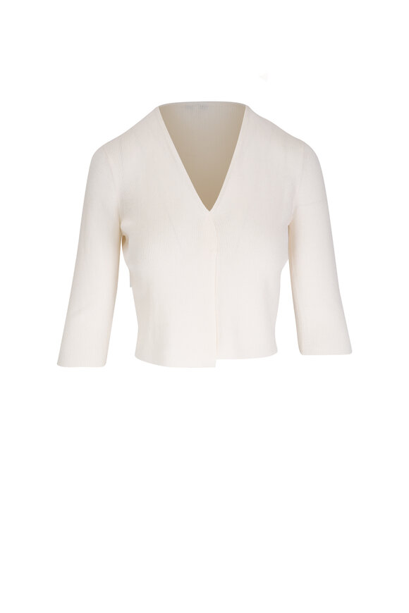 Lafayette 148 New York Cloud Ribbed Open Front Cropped Cardigan