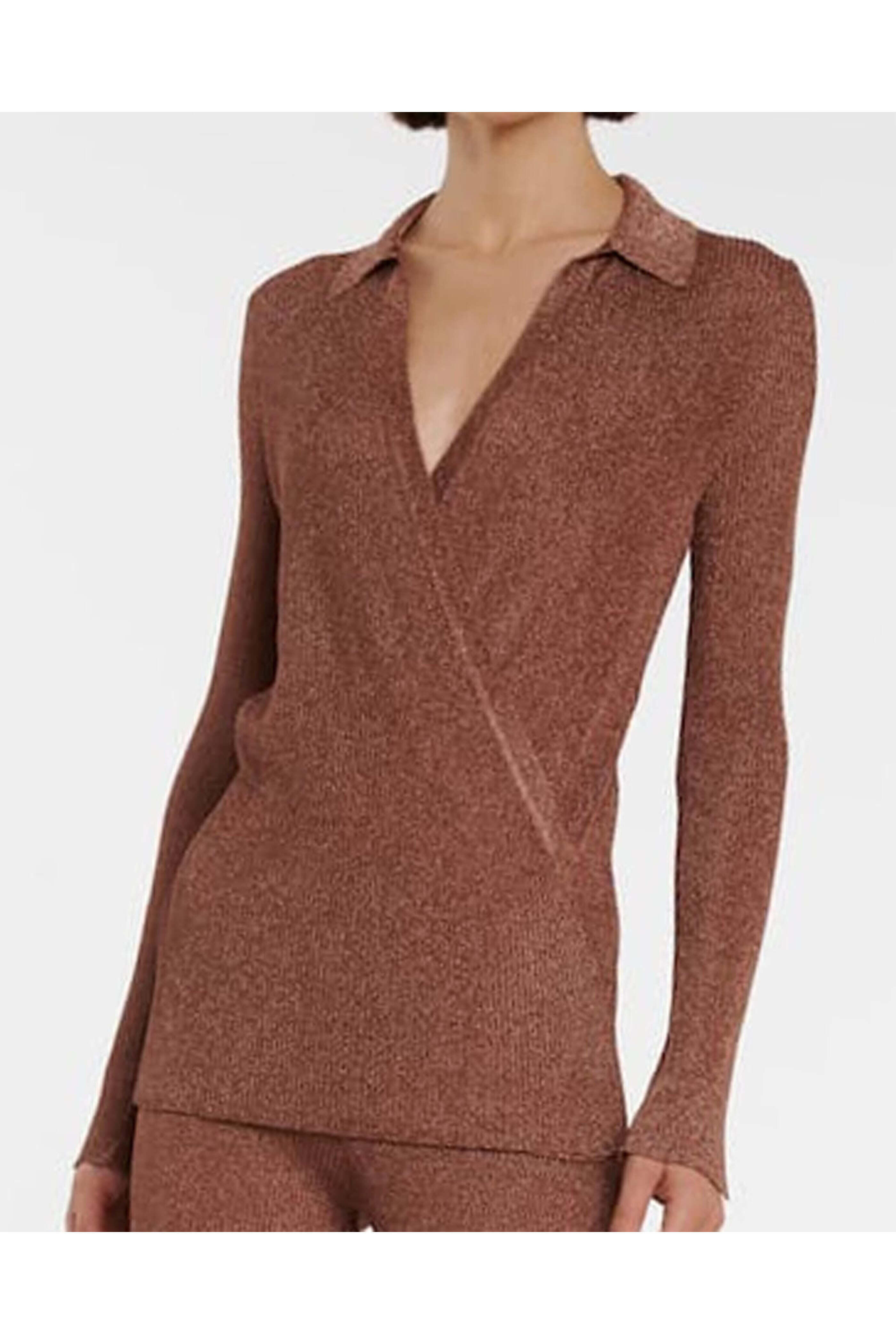 Missoni - Brown Metallic Knit Wrap Top