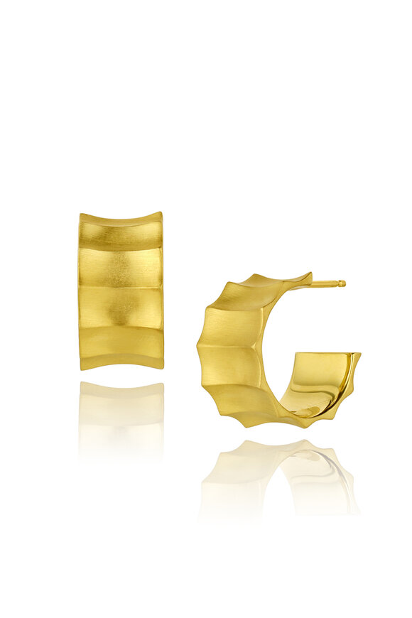 Leigh Maxwell 18k Yellow Gold Wide Horizontal Wave Hoops - view 1