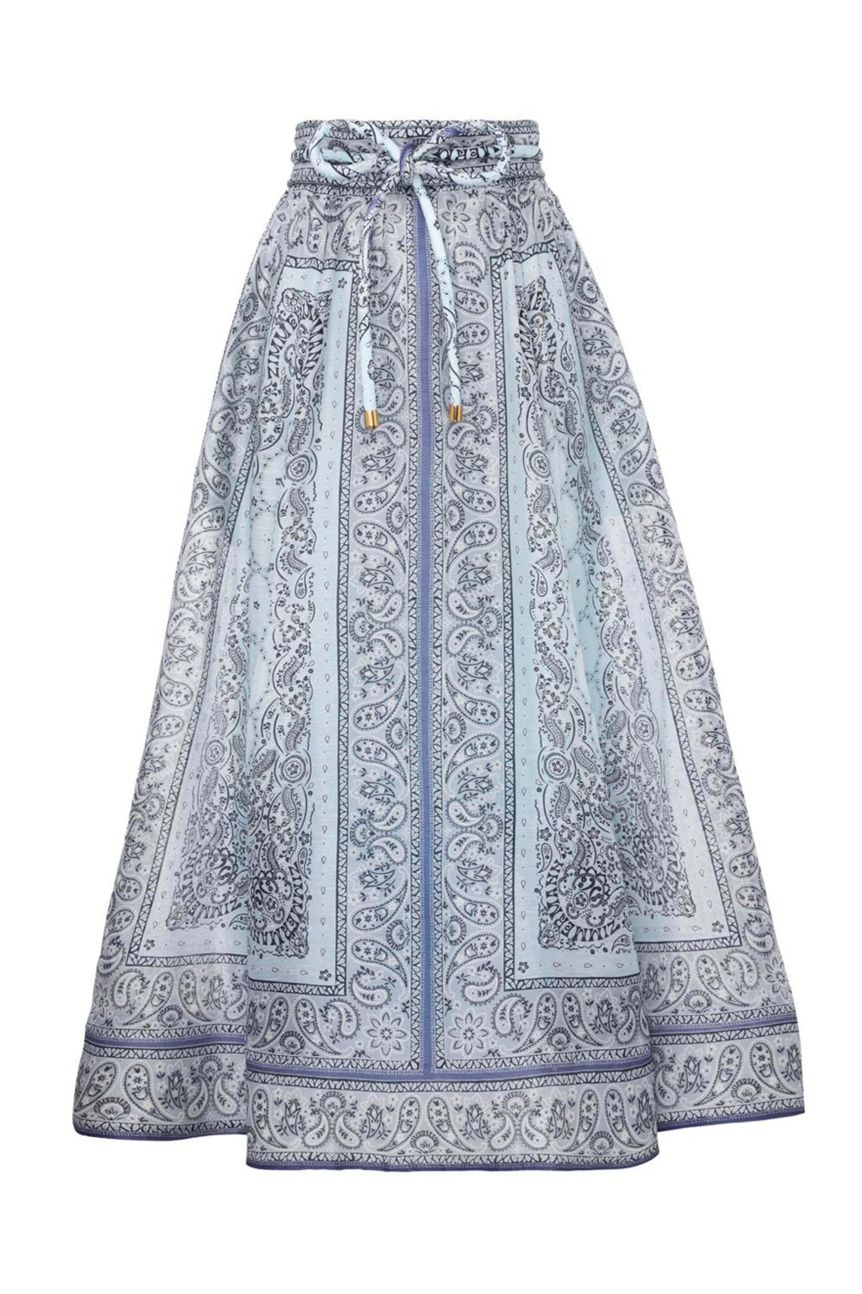 Zimmermann - Blue Bandana Matchmaker Gathered Midi Skirt
