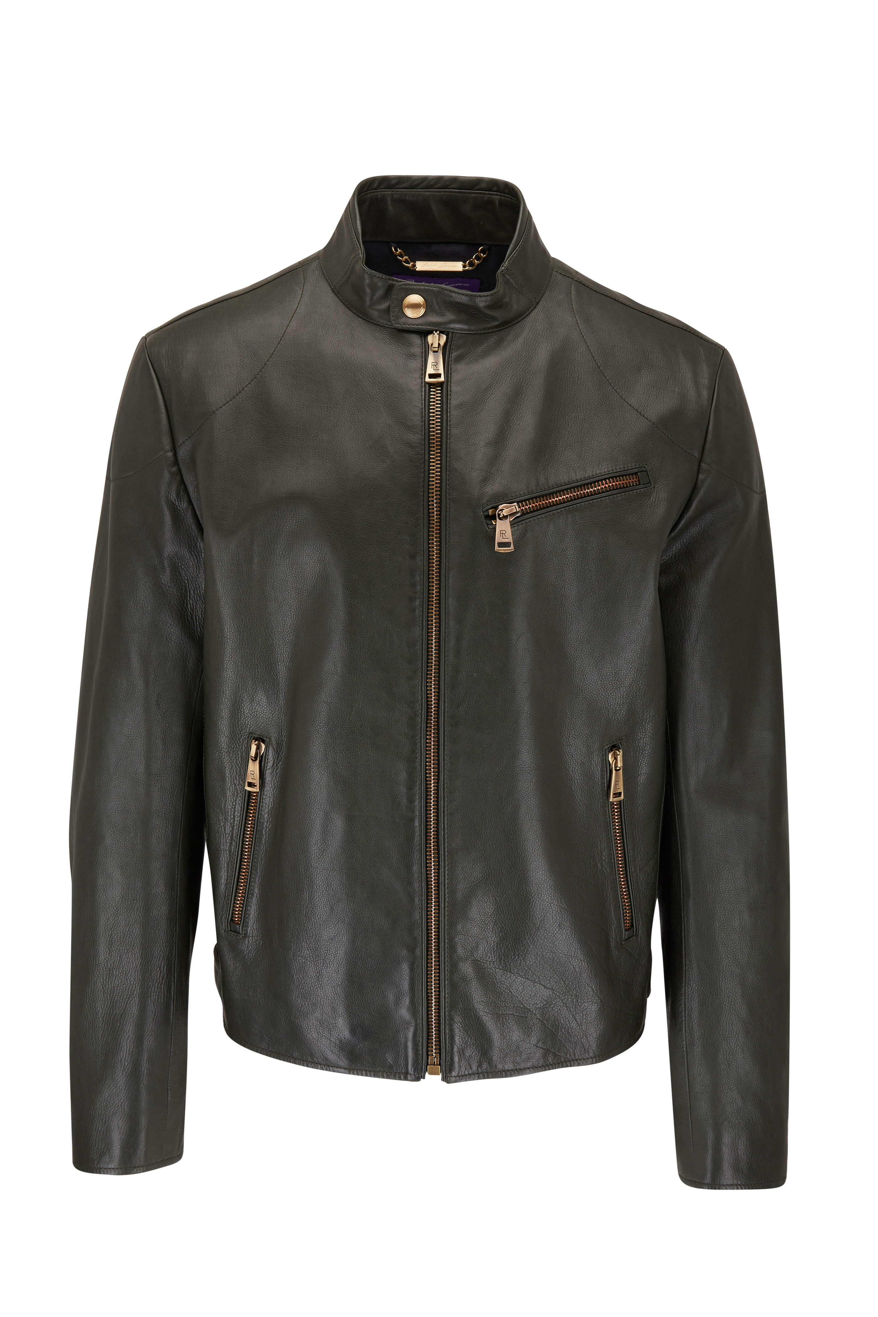 Ralph Lauren Purple Label - Hunter Green Leather Biker Jacket