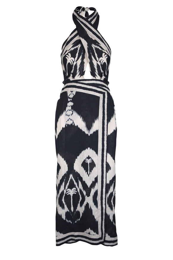 Johanna Ortiz Buen Viento Black & Ecru Midi Dress - view 1