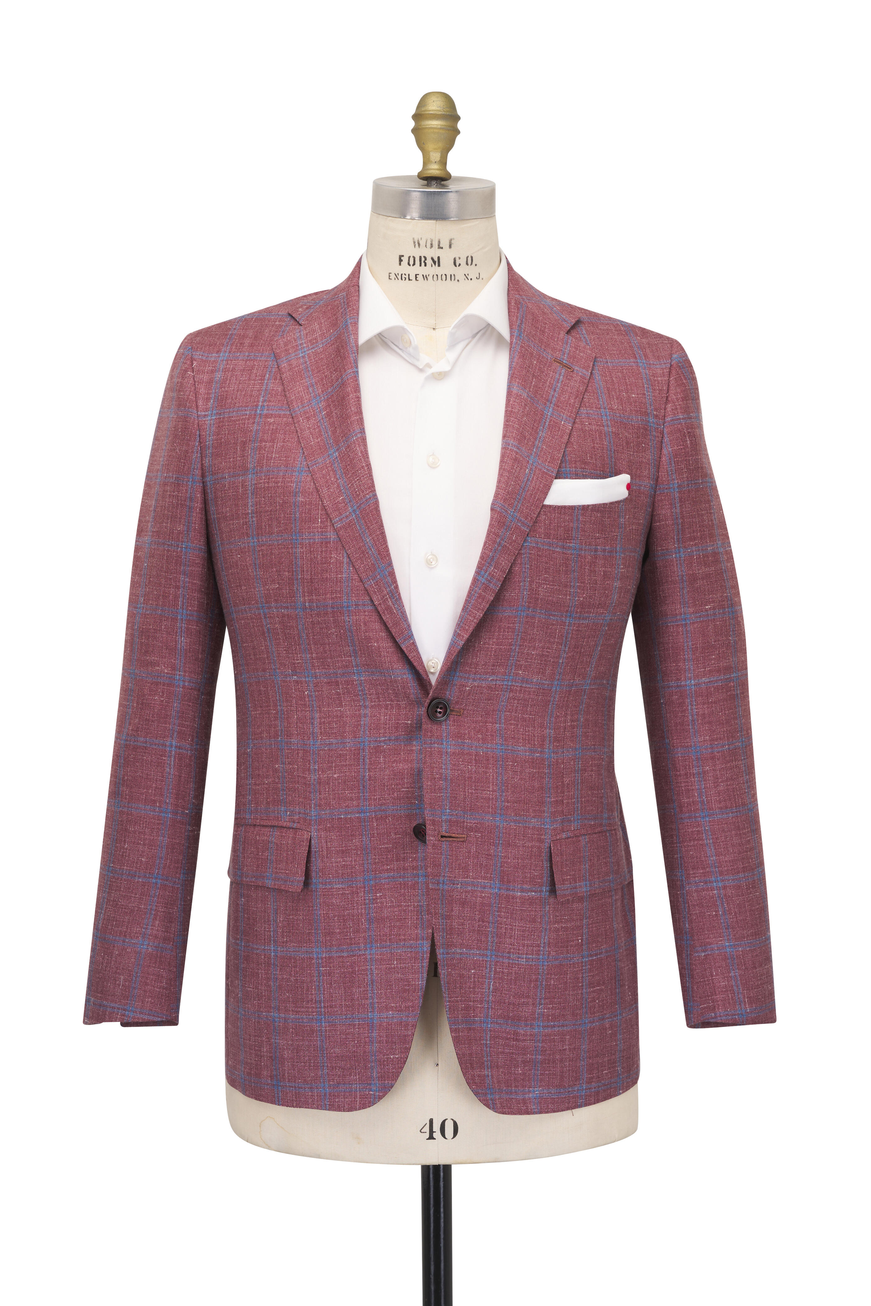 Kiton - Raspberry Cashmere, Silk, & Linen Sportcoat - view 2