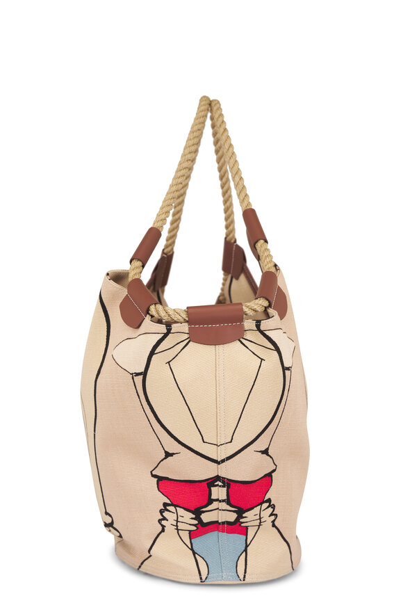 Loro Piana Gioia Rope & Leather Abstract Print Shopper Tote - view 3