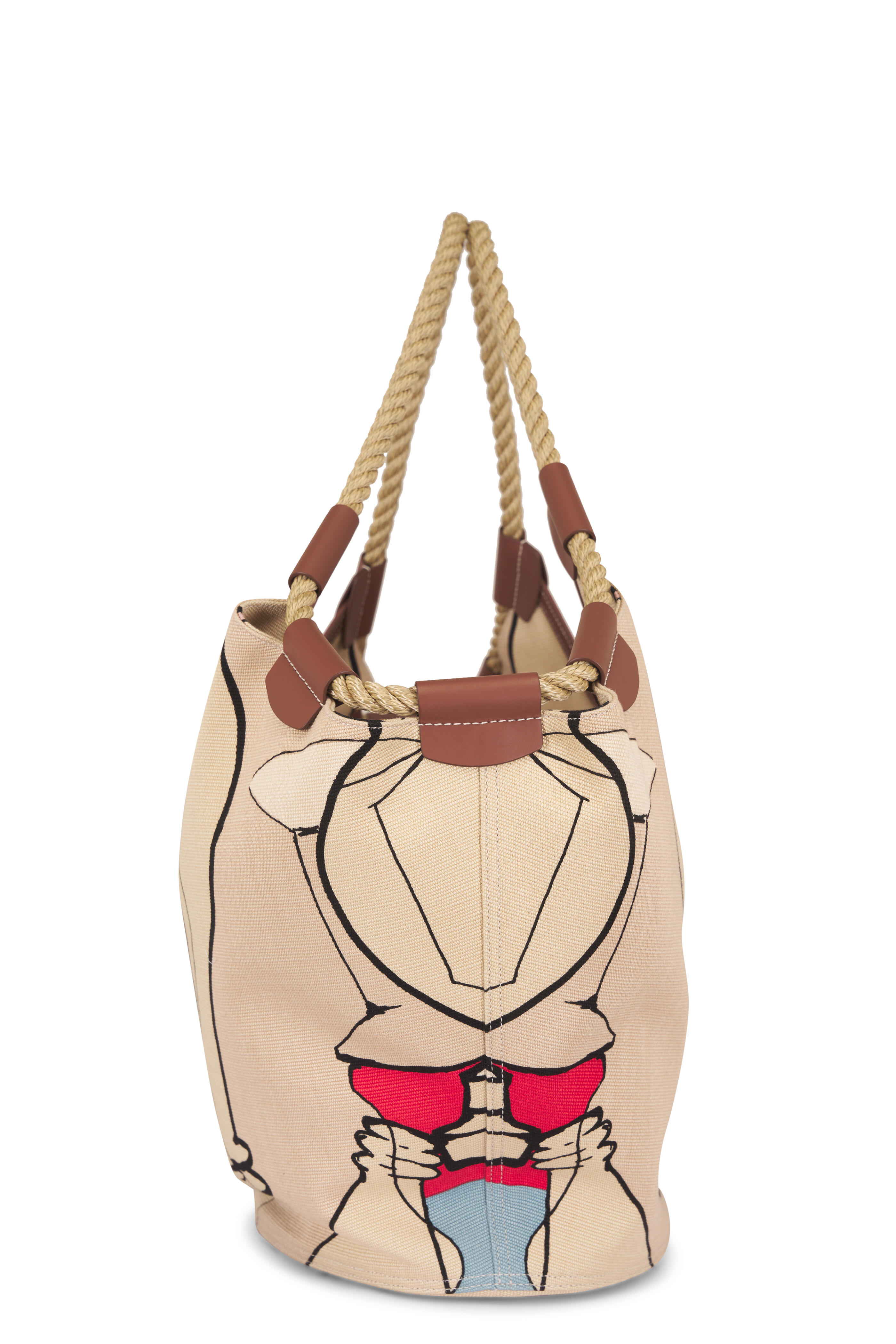 Loro Piana - Gioia Rope & Leather Abstract Print Shopper Tote - view 3