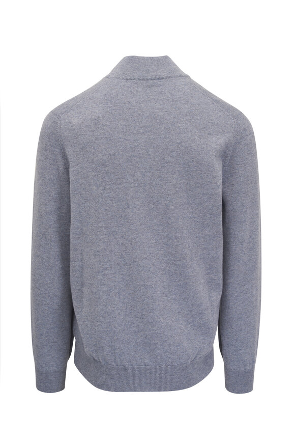 Brunello Cucinelli - Blue Cashmere Quarter Zip Pullover