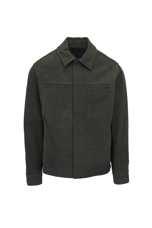 Vince Sycamore Nubuck Leather Trucker Jacket