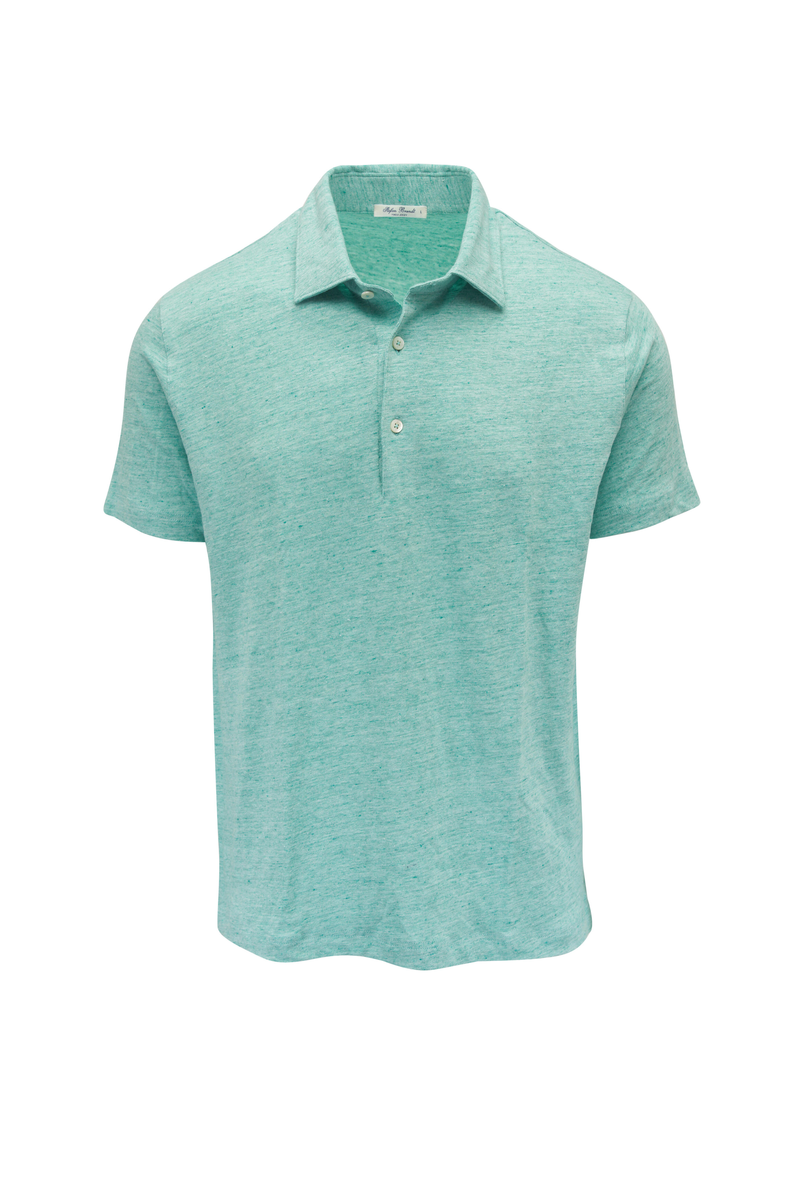 Stefan Brandt - Lime Green Turquoise Linen Jersey Polo