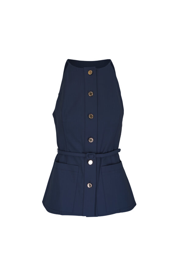 Carolina Herrera Midnight Button Front Belted Top - view 1