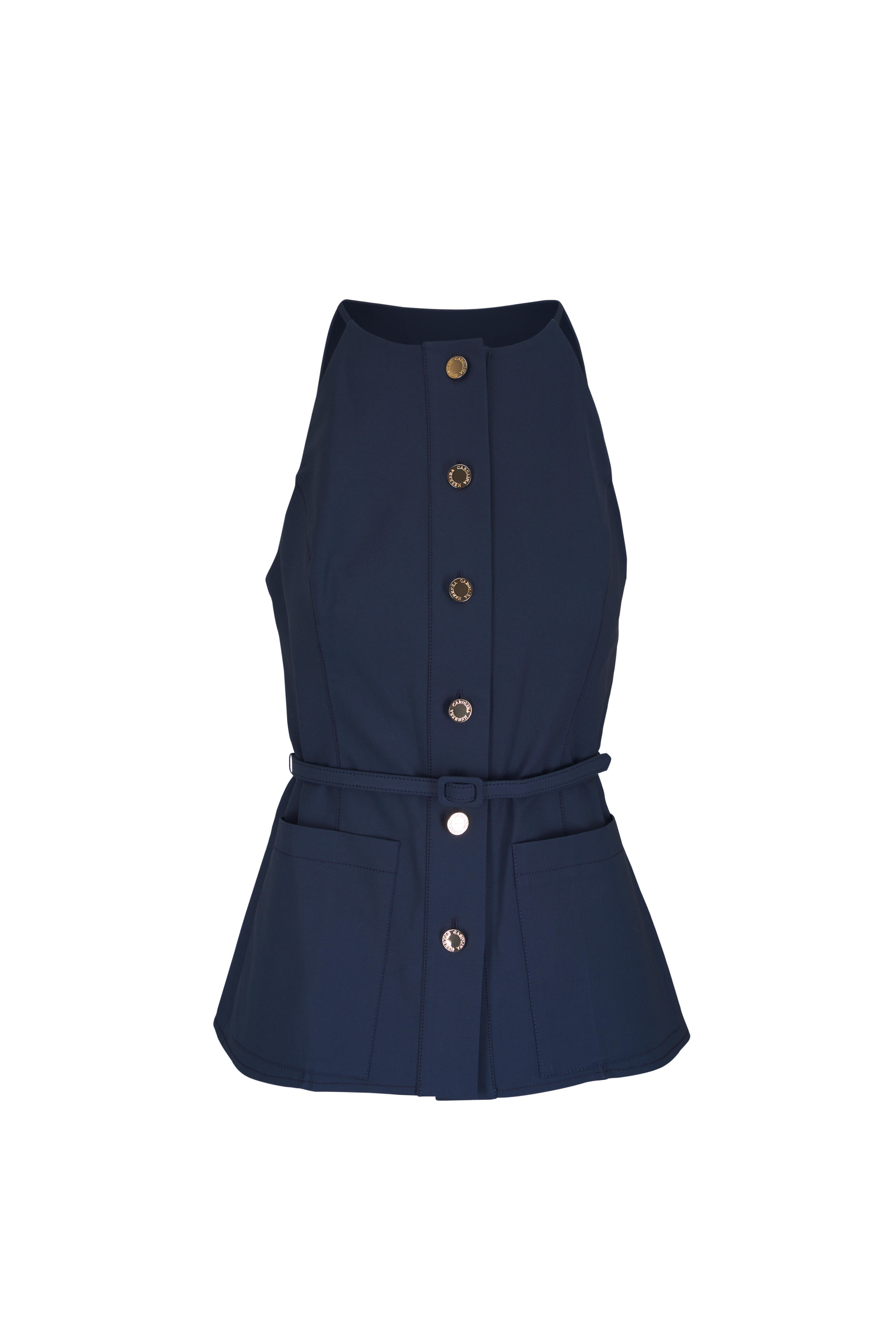 Carolina Herrera - Midnight Button Front Belted Top - view 1