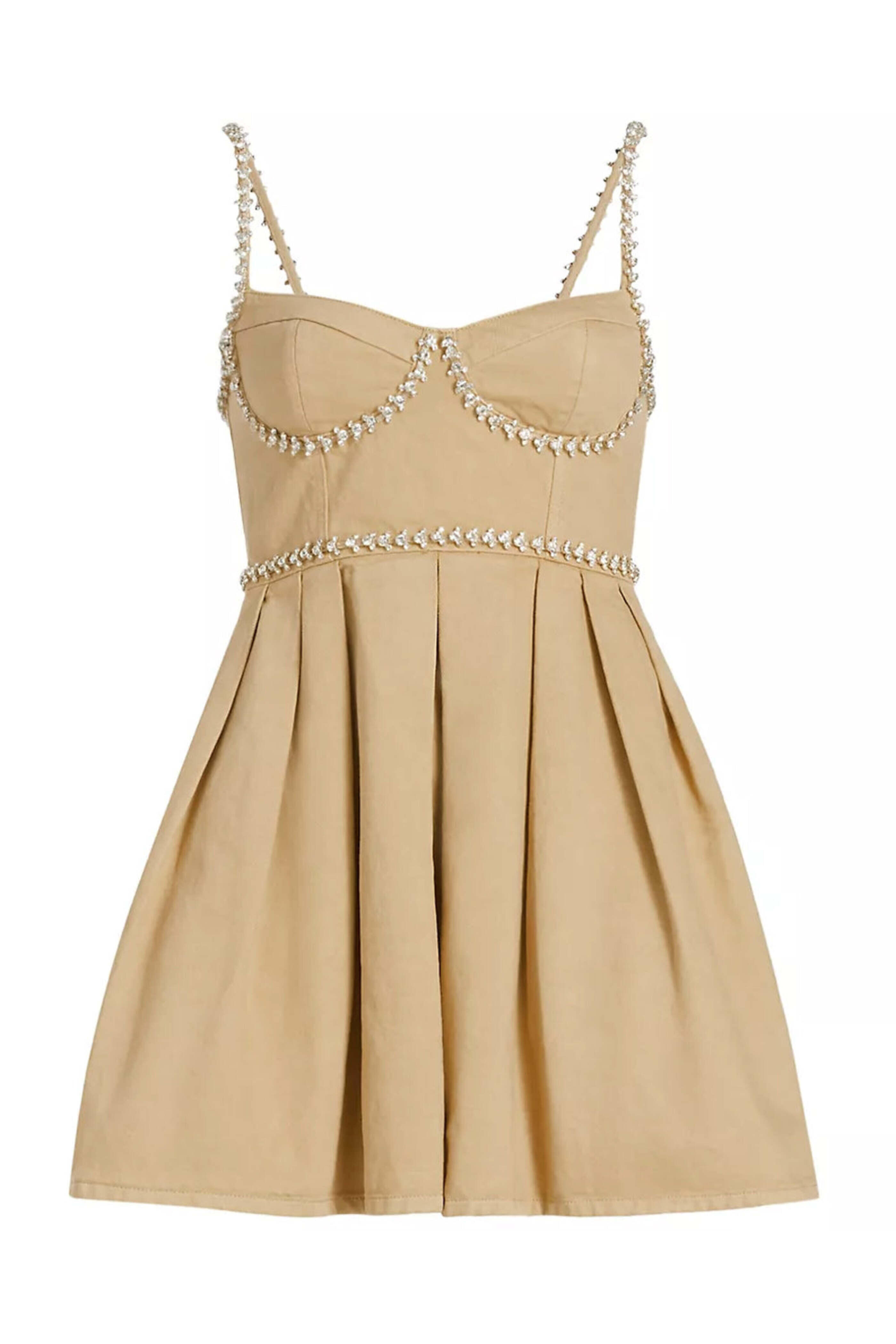 Self - Portrait - Beige Diamante Mini Dress