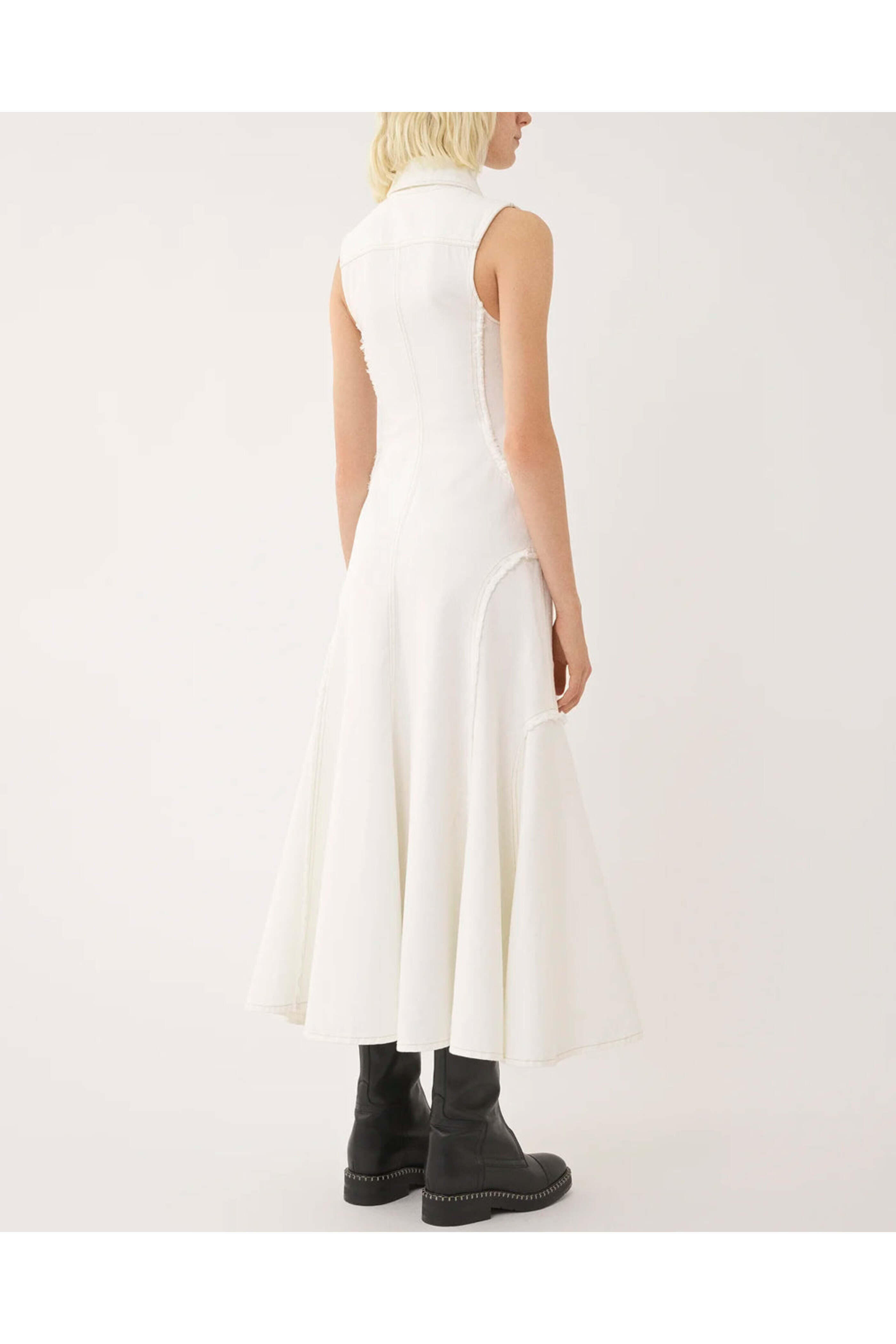 【 】JEANS SCALLOP DRESS ★47B319GYAA★ホワイト On 34th Women's Sleeveless Scallop-Edge Eyelet Shift Dress