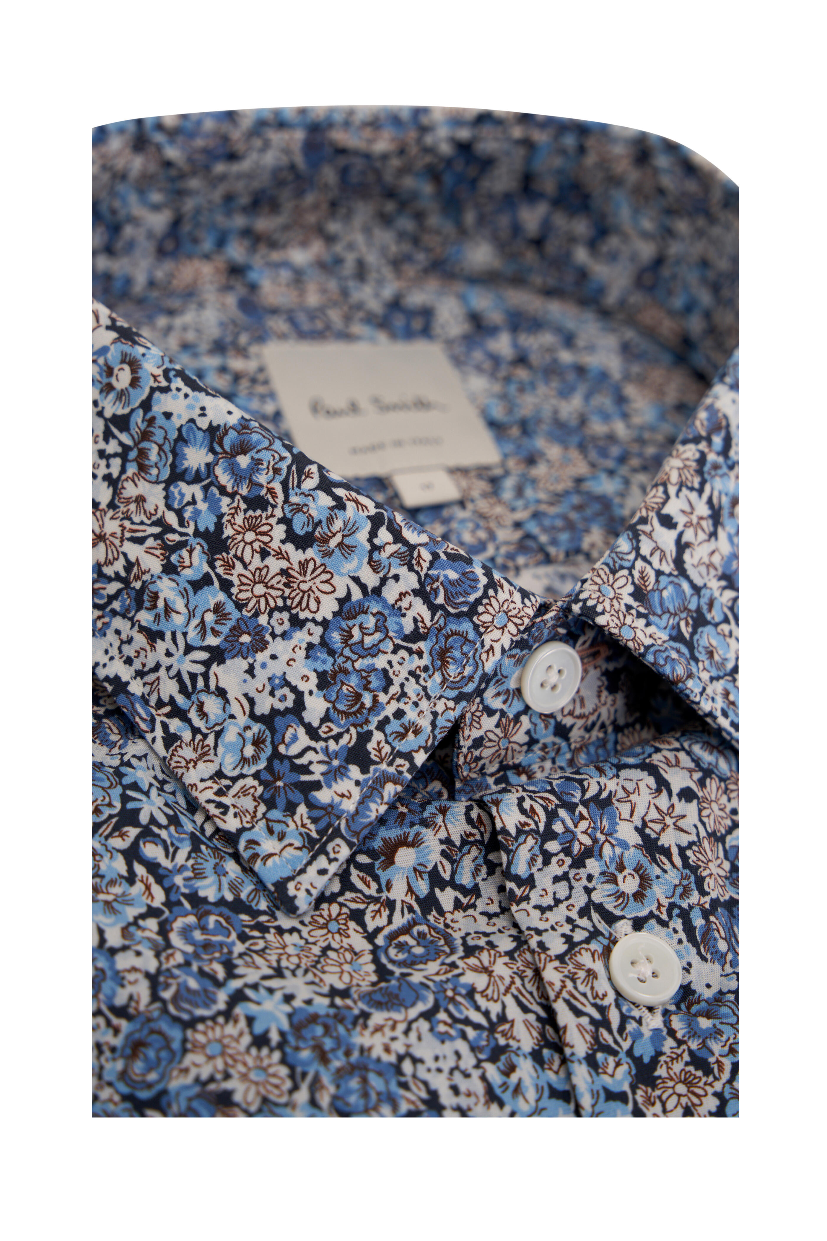 Paul Smith - Blue Floral Print Cotton Dress Shirt
