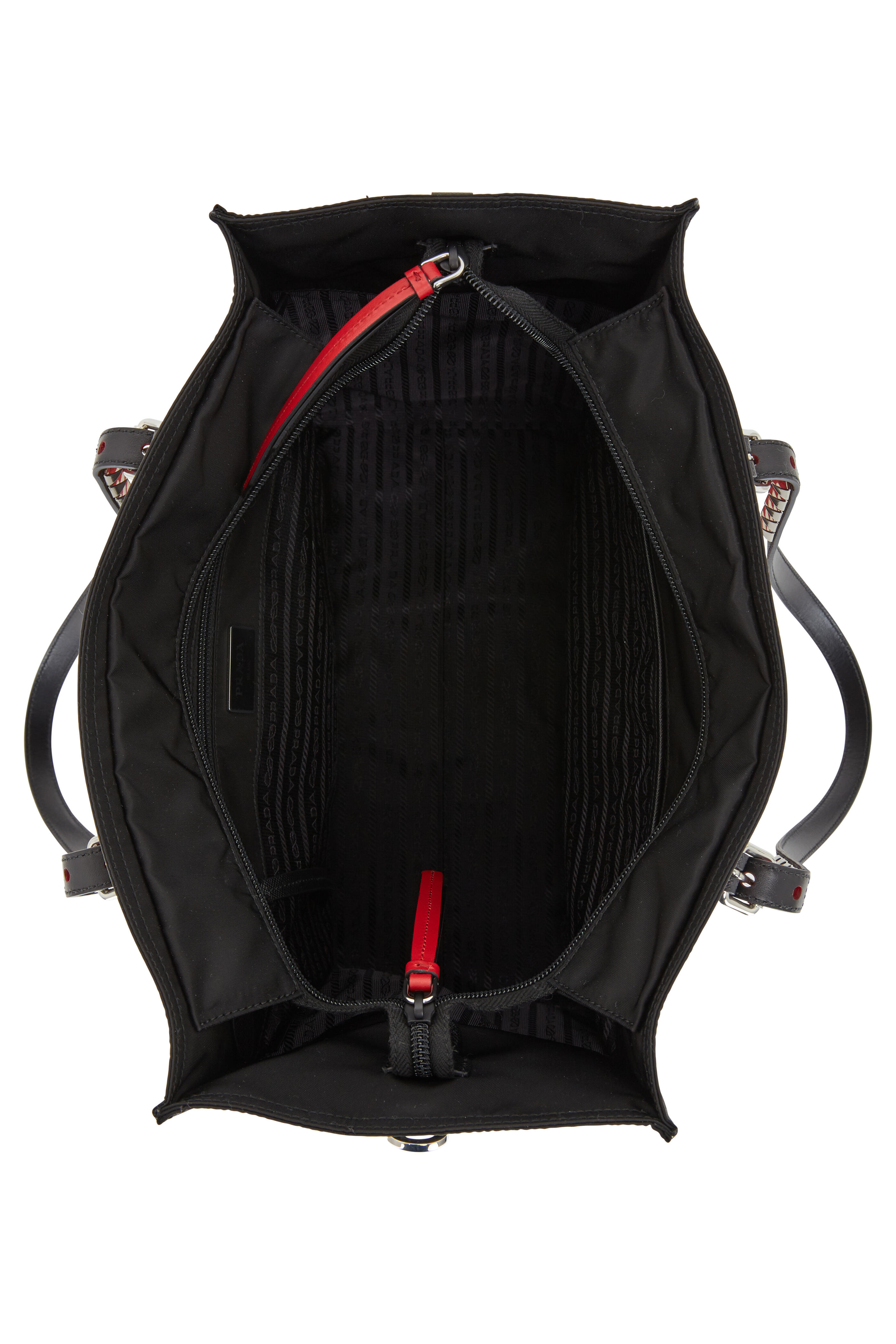 Prada - Black & Red Tessuto Studded Large Tote