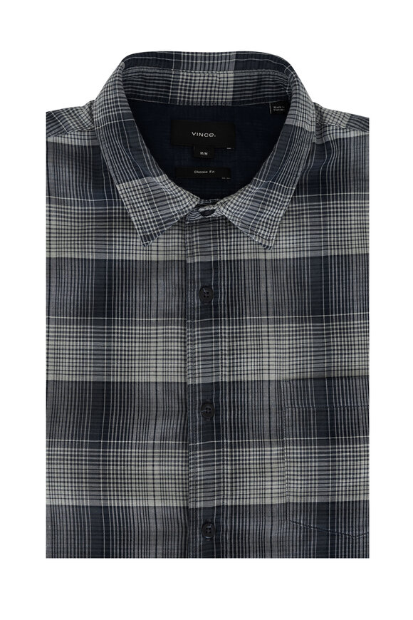 Vince Blue Big Sky Plaid Sport Shirt